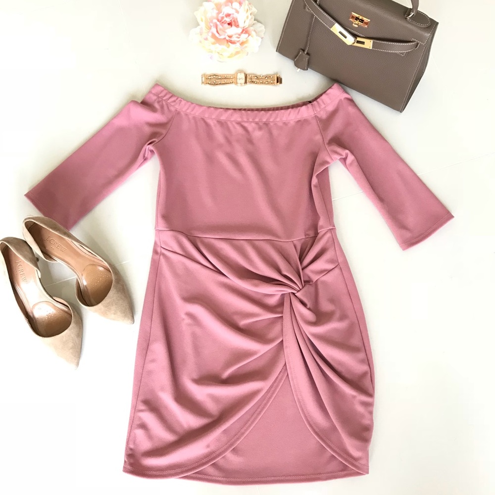 Papaya rose blush cocktail dress.